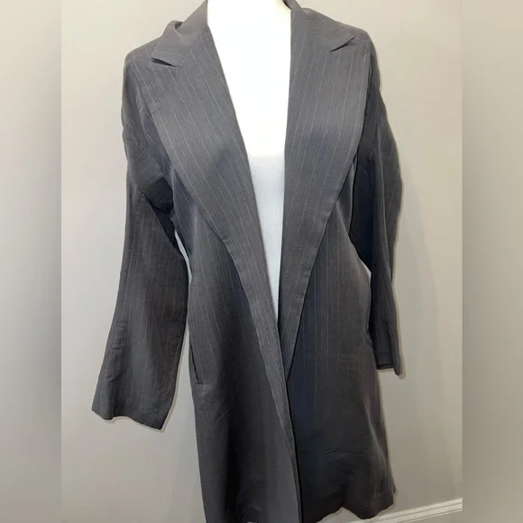 Vintage 90s Yohji Yamamoto Grey pinstriped Blazer Coat ASO Carolyn Bessette CBK - Picture 11 of 12